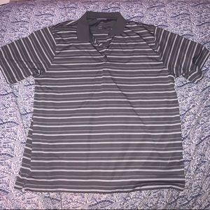 Men’s Gray and White Striped Polo XL